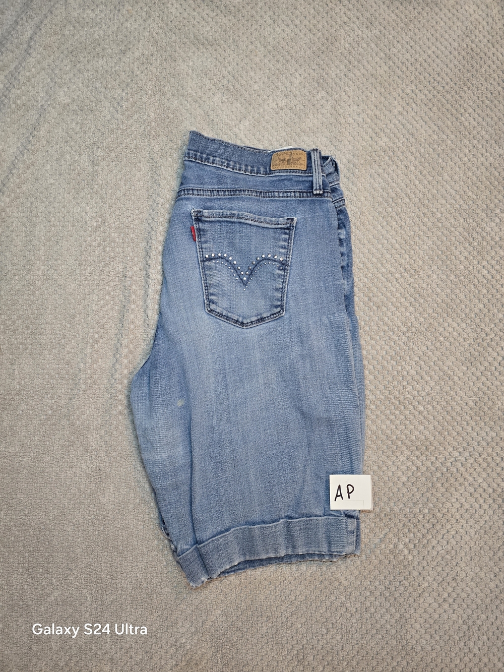 Levi's Light Wash Denim Shorts with Studded Back Pocket